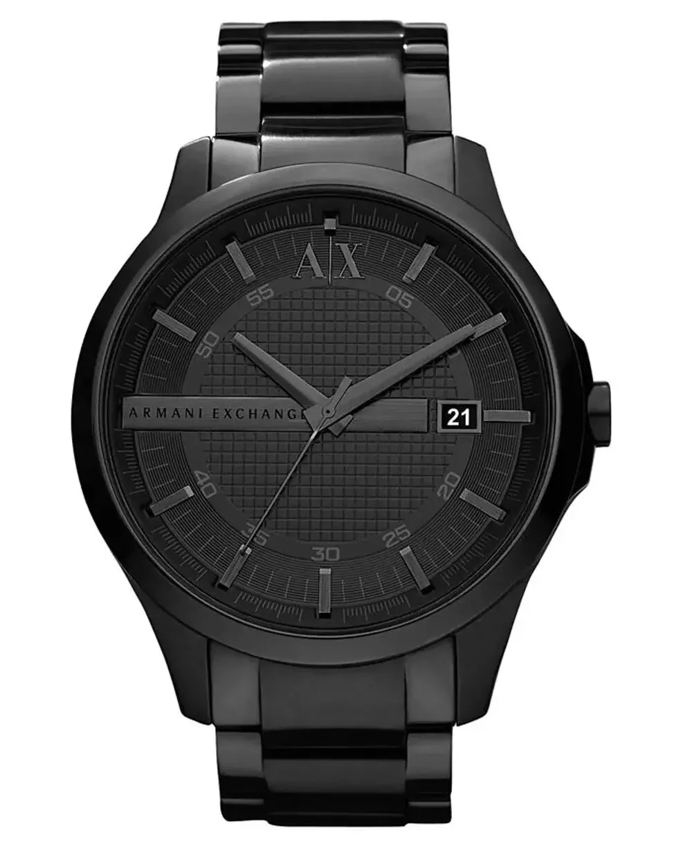 A|X Armani Exchange Watch, Men's Black Plated Stainless Bracelet 46mm AX2104